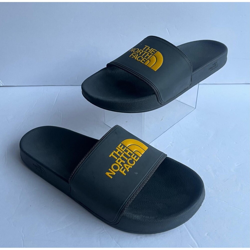 The North Face Slide Sandals Men's US 10 Black Yellow Logo